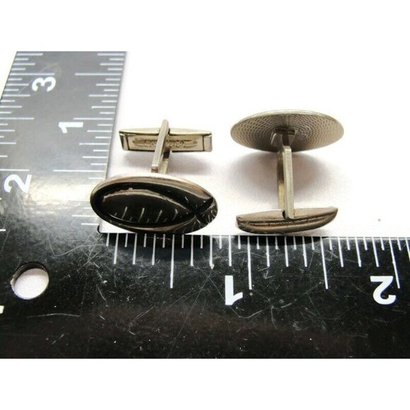 Gentry Silver Tone Oval Cufflinks Fish Religious Church Clergy Vintage - Picture 7 of 8